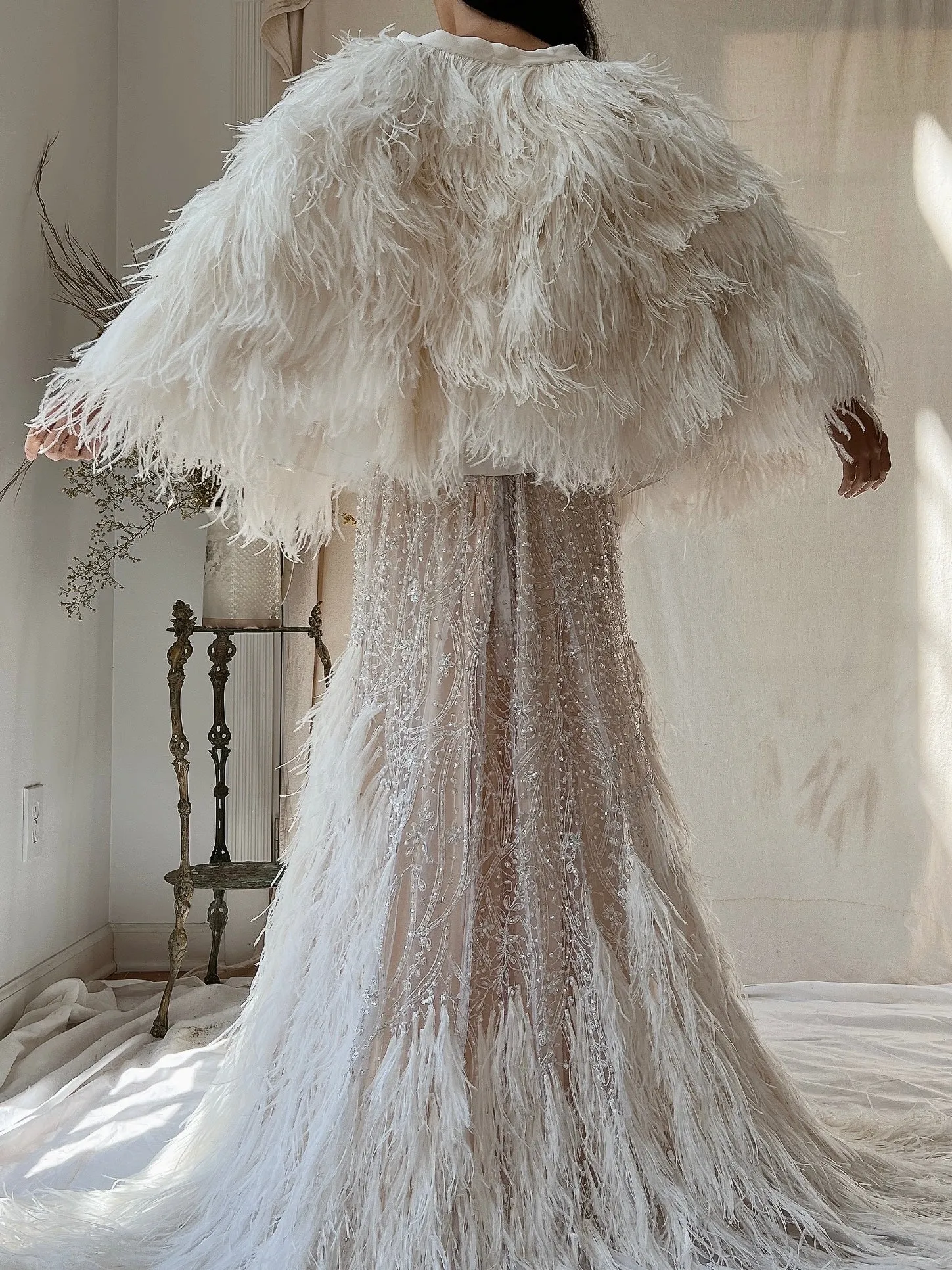 1990s Silk and Ostrich Feather Cape - OSFM