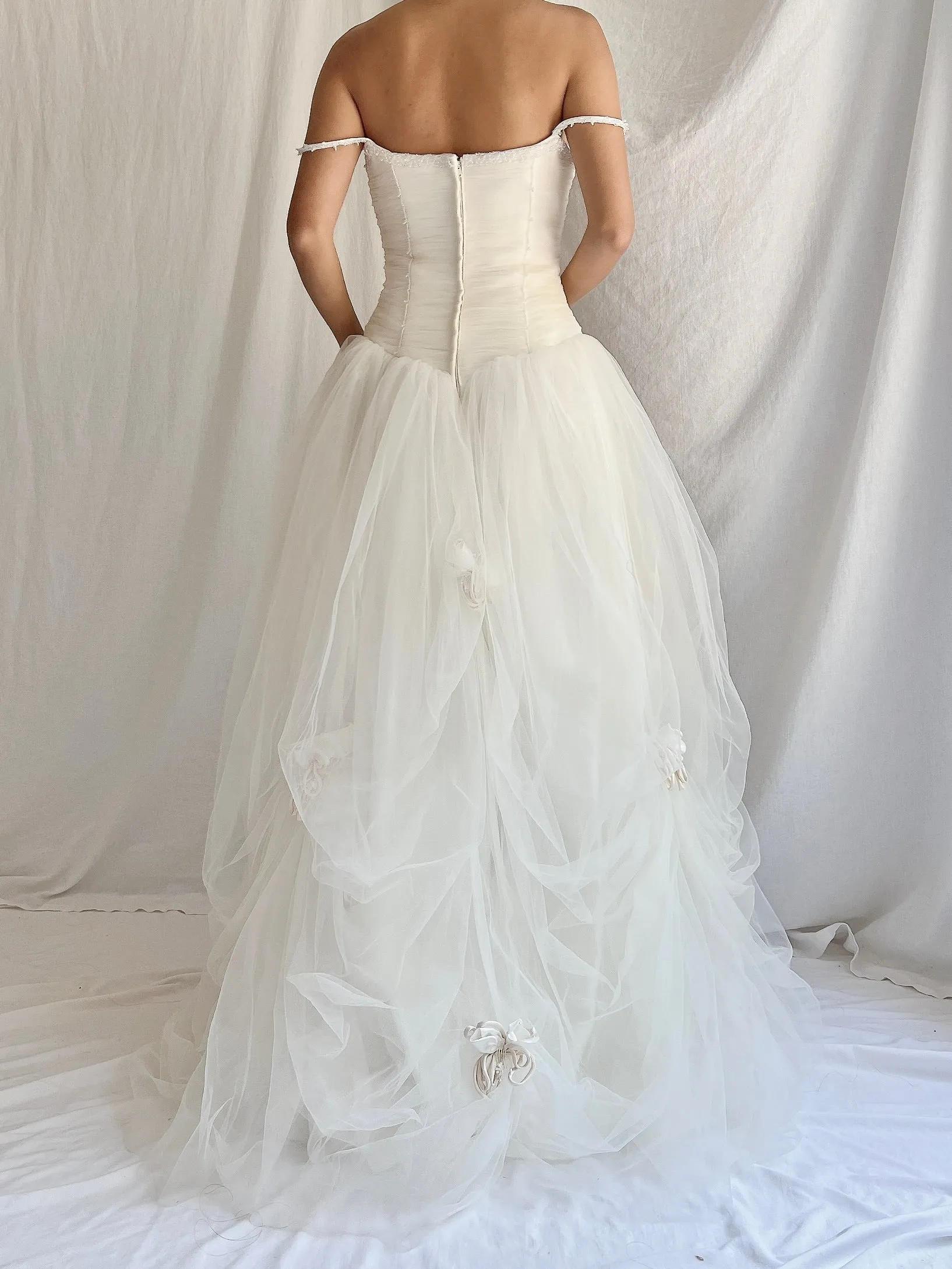 1990s Tulle Ruched Gown - S/8