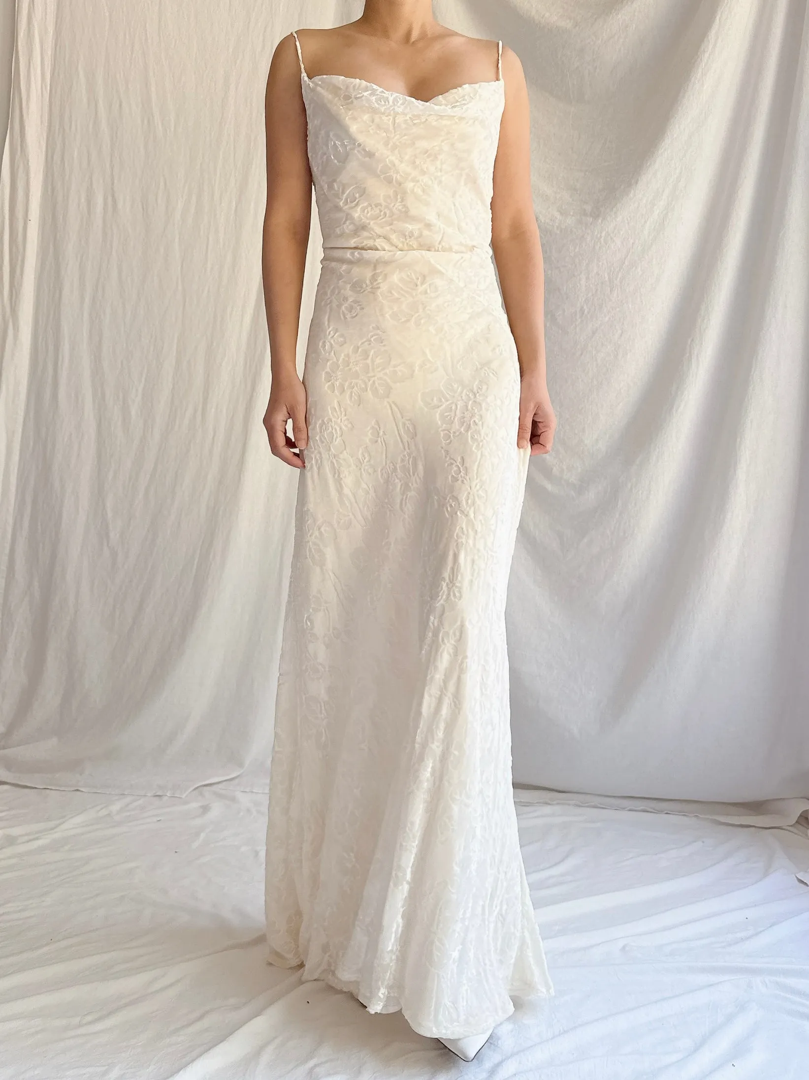 1990s Velvet Devore Bias Cut Gown - S-M