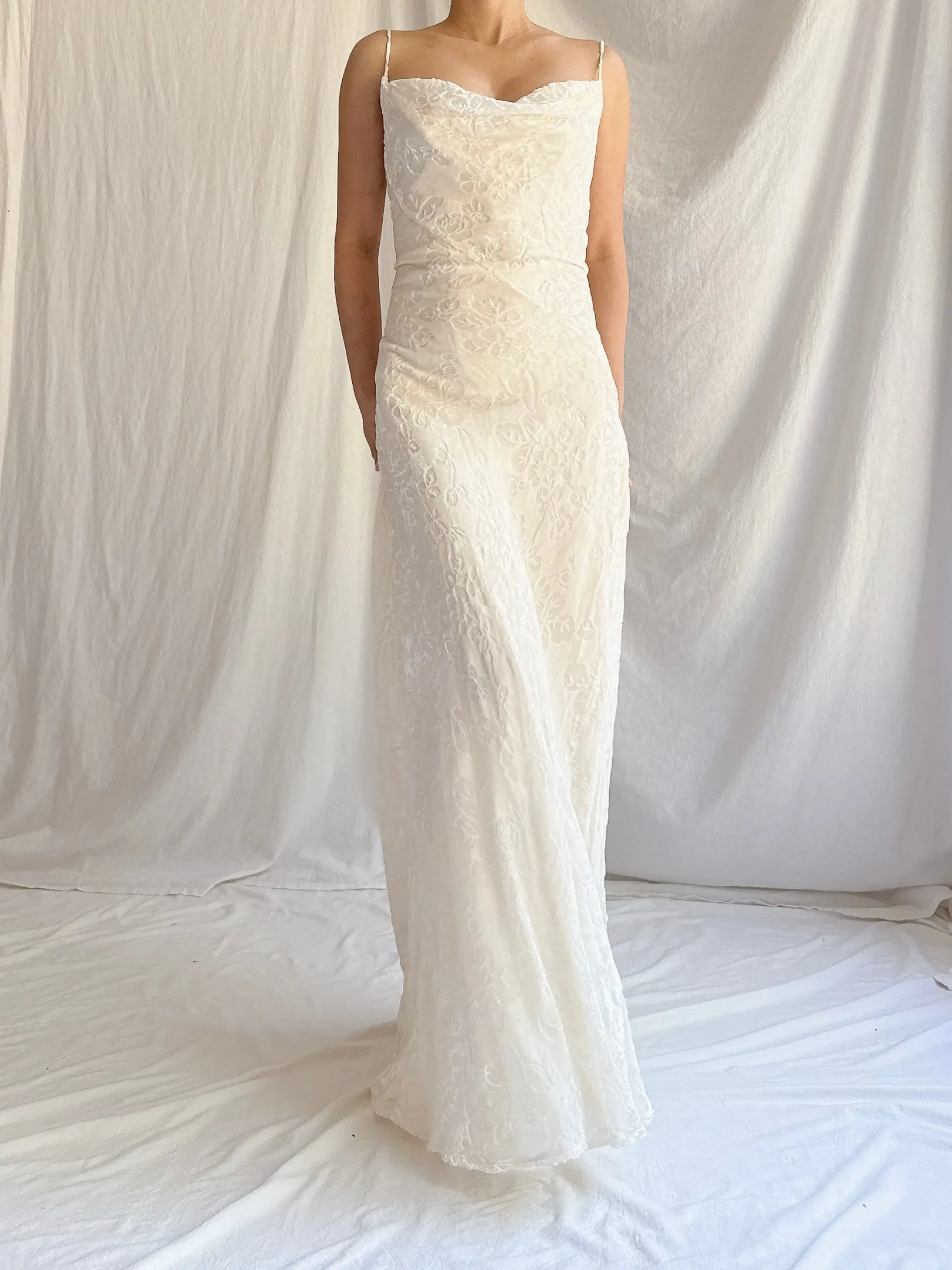1990s Velvet Devore Bias Cut Gown - S-M