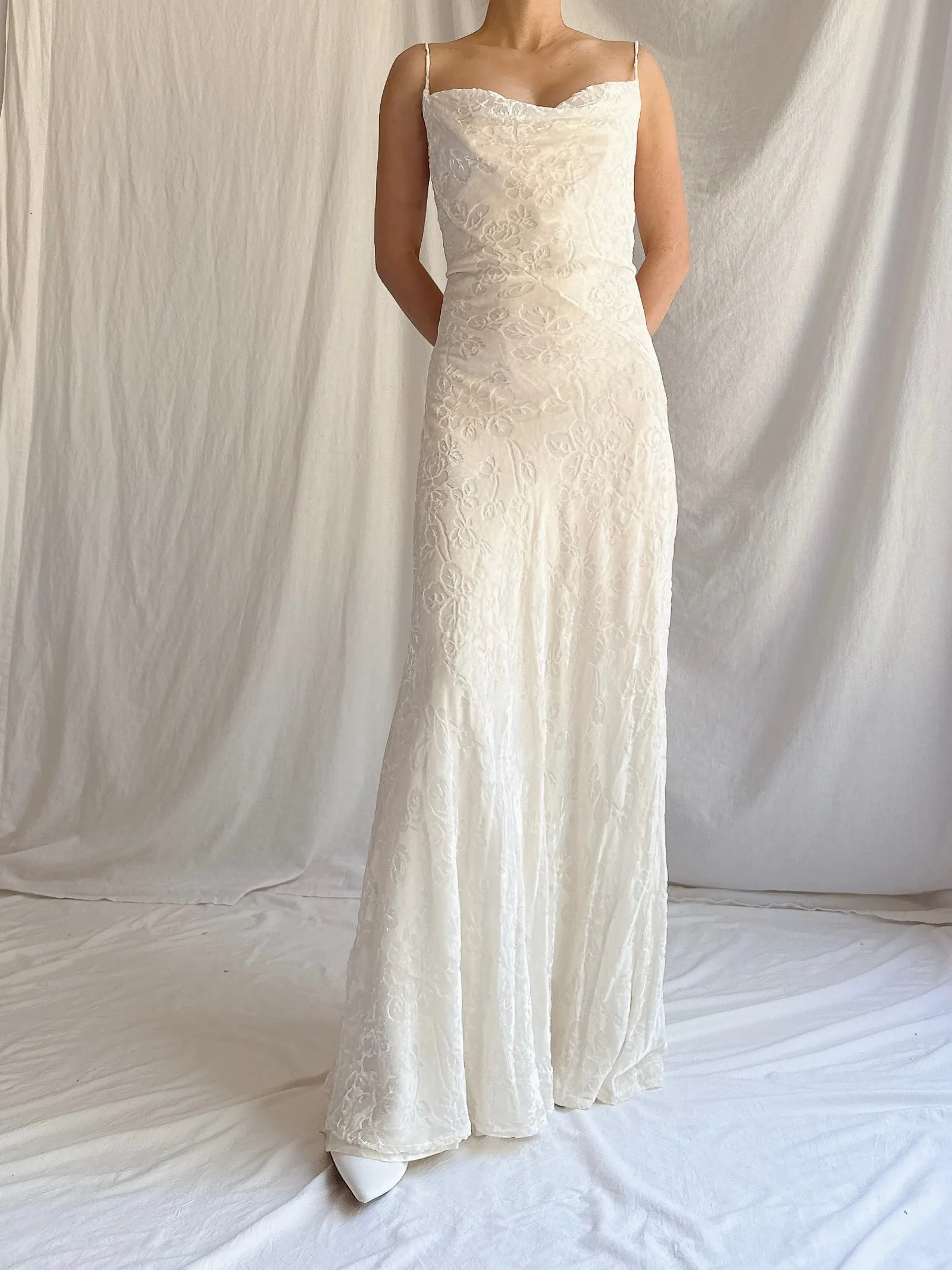 1990s Velvet Devore Bias Cut Gown - S-M