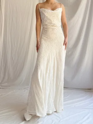 1990s Velvet Devore Bias Cut Gown - S-M