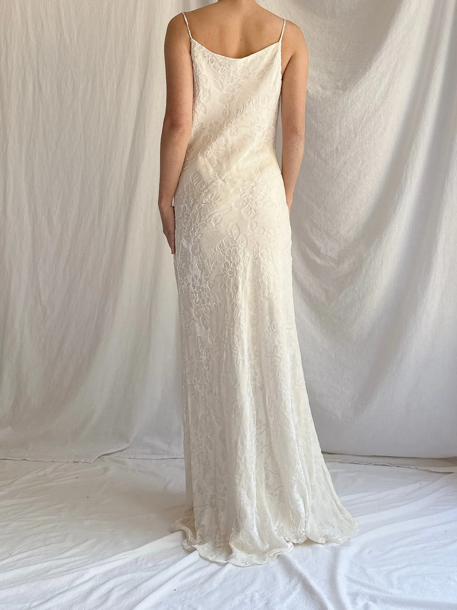 1990s Velvet Devore Bias Cut Gown - S-M