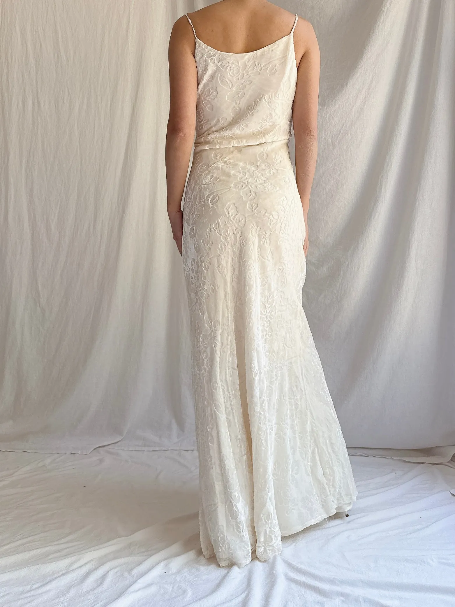 1990s Velvet Devore Bias Cut Gown - S-M
