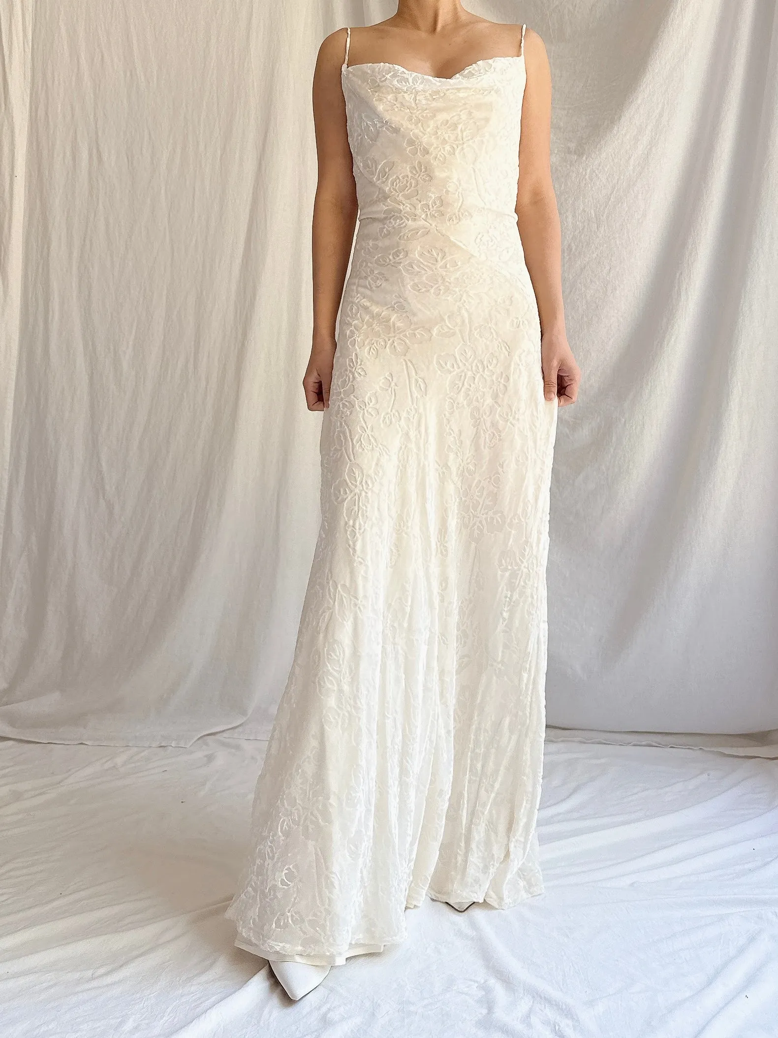 1990s Velvet Devore Bias Cut Gown - S-M