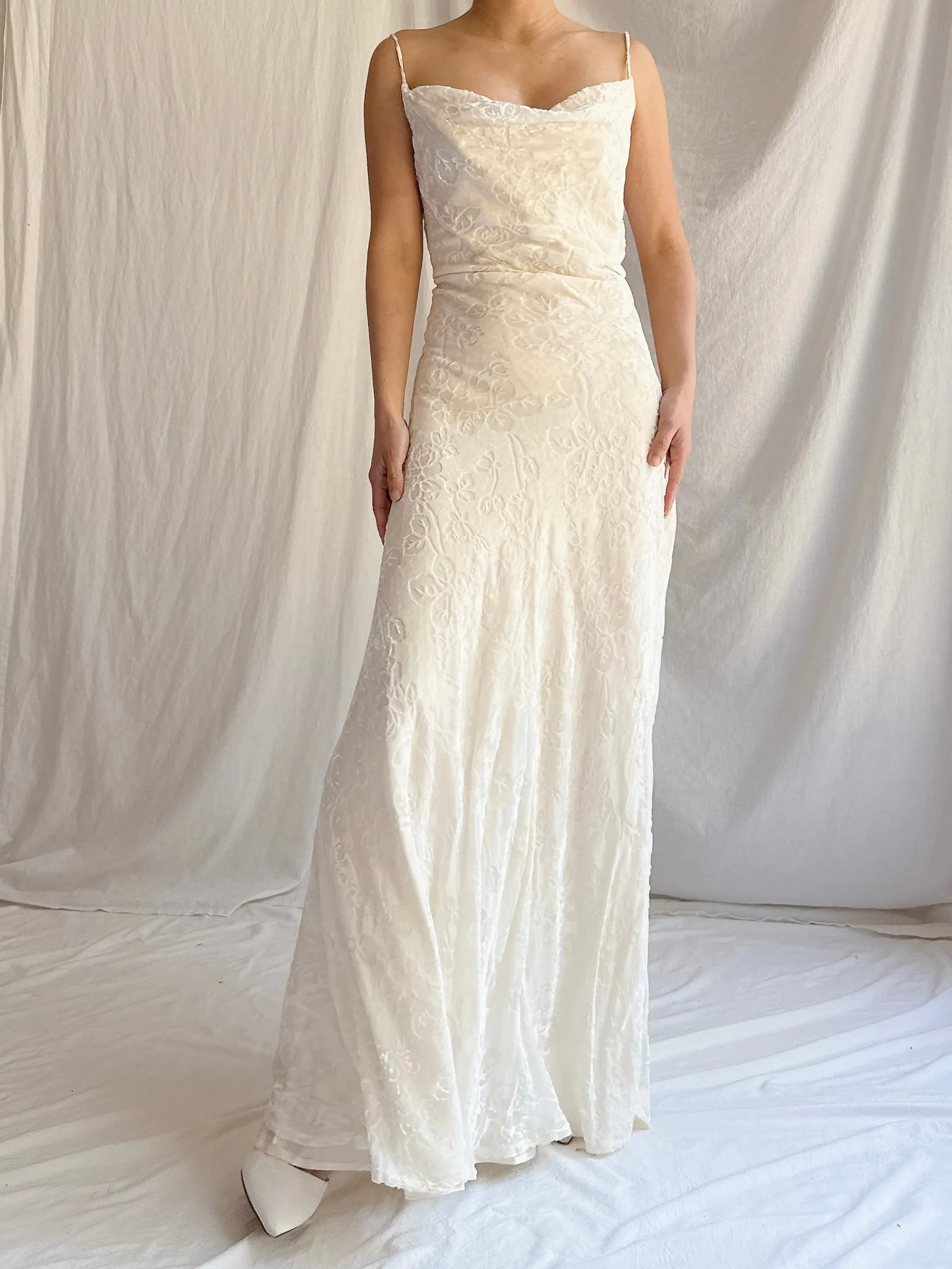 1990s Velvet Devore Bias Cut Gown - S-M