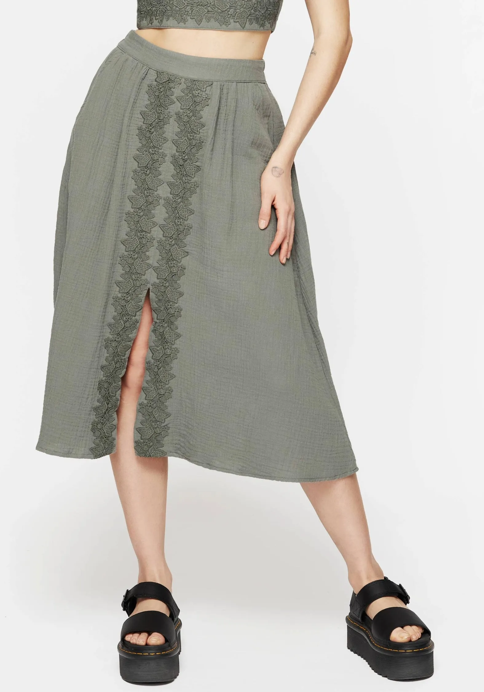 Alder Cotton Ivy Detail Midi Skirt
