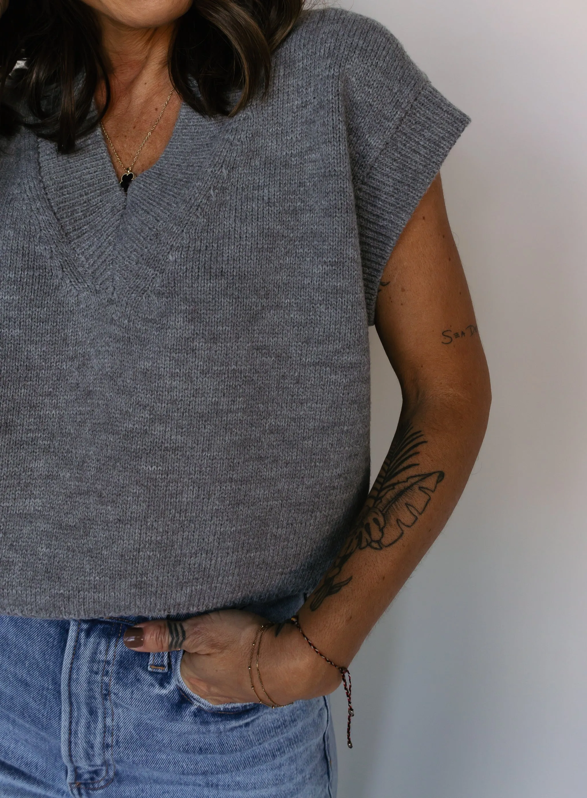 Alessia Sweater Vest - Heather Grey - Final Sale