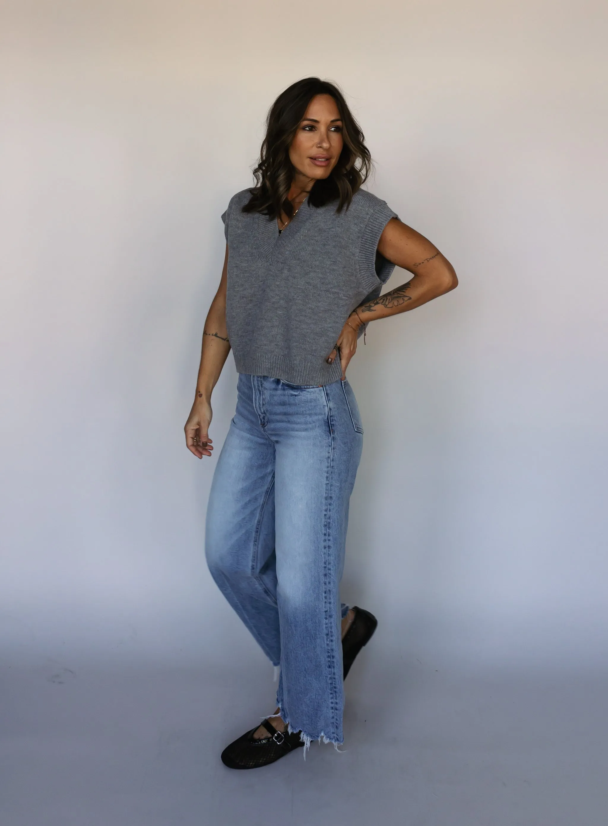 Alessia Sweater Vest - Heather Grey - Final Sale