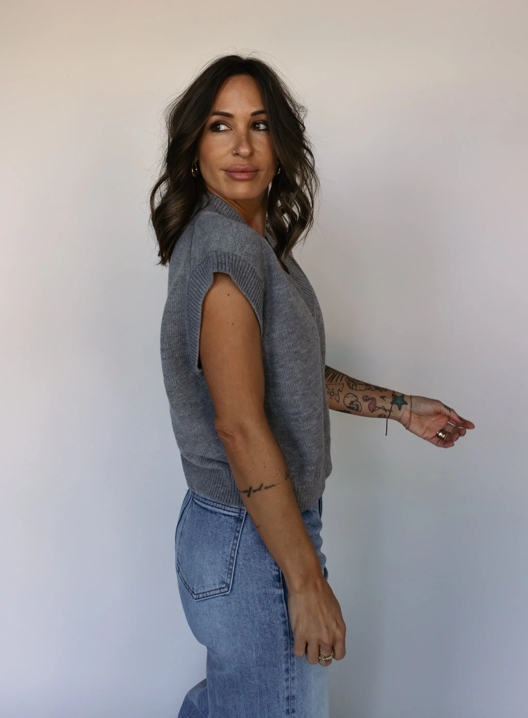 Alessia Sweater Vest - Heather Grey - Final Sale