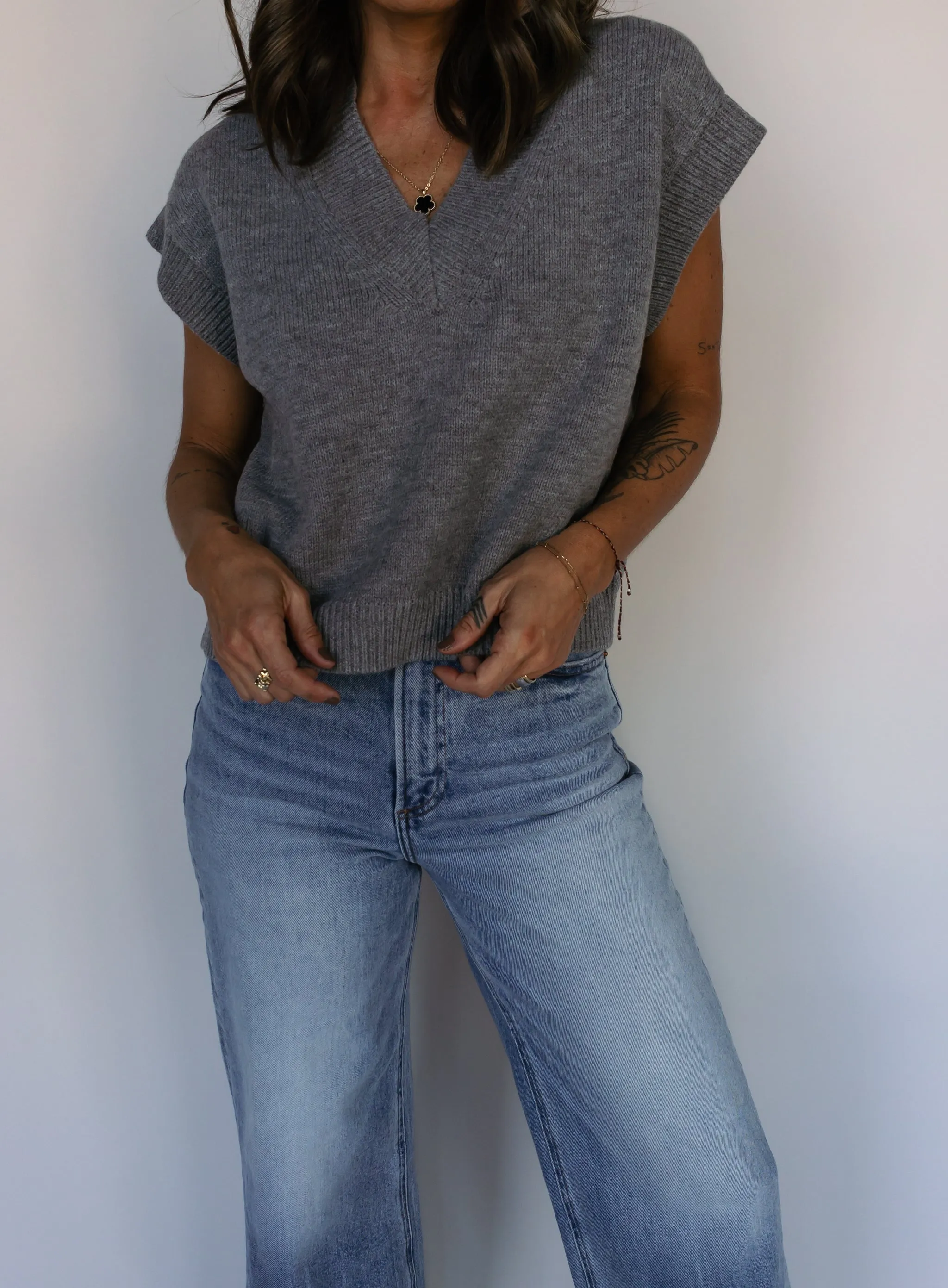 Alessia Sweater Vest - Heather Grey - Final Sale