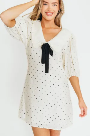 Alice Polka Dot Mini Dress in Cream/Black