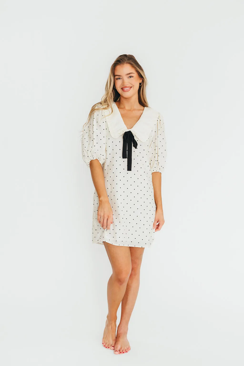 Alice Polka Dot Mini Dress in Cream/Black