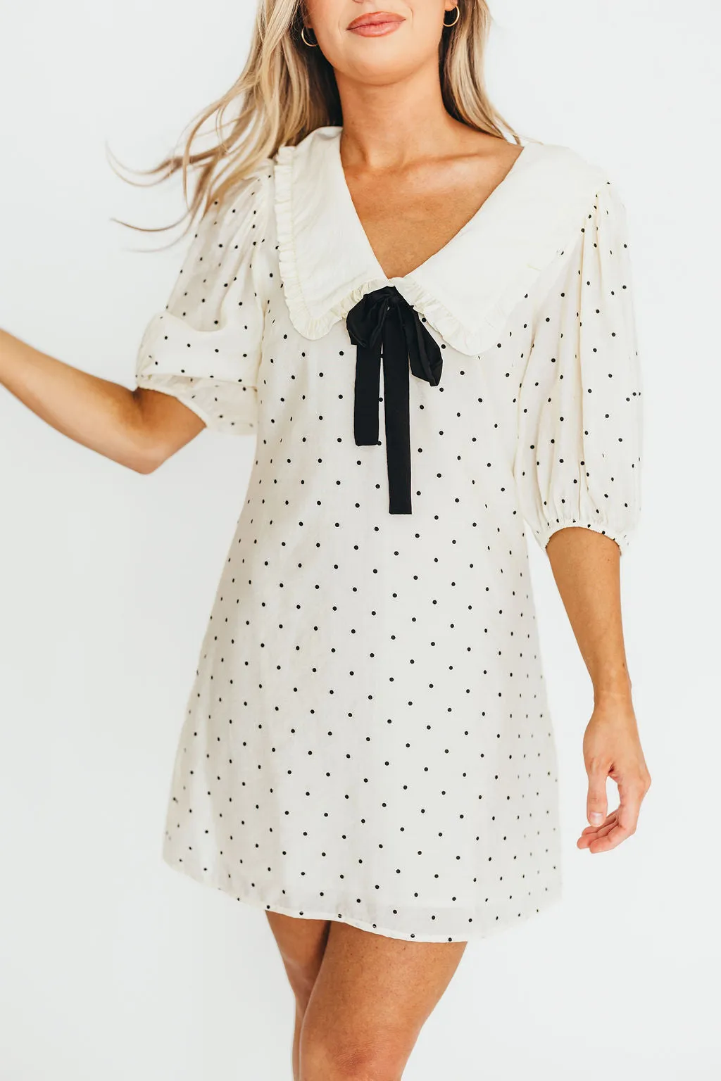Alice Polka Dot Mini Dress in Cream/Black