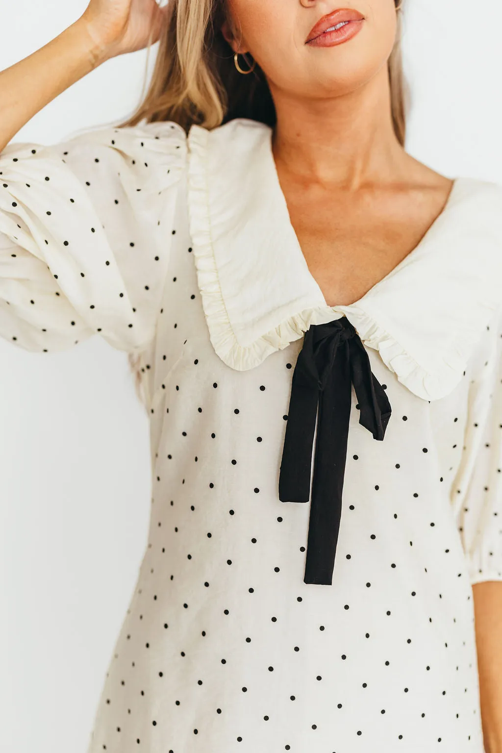 Alice Polka Dot Mini Dress in Cream/Black