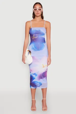 Almost Famous Floral Print Mesh Dress