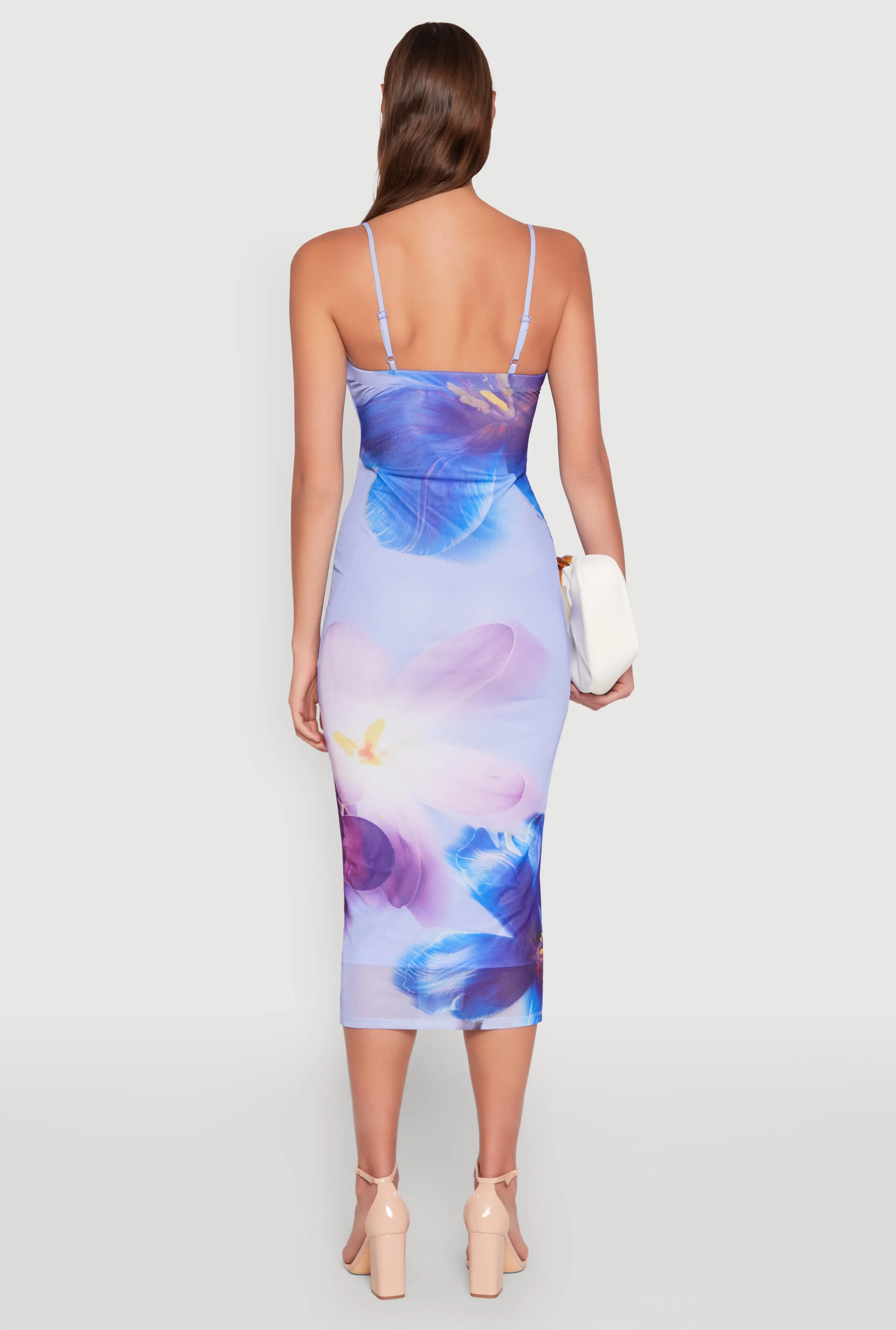 Almost Famous Floral Print Mesh Dress