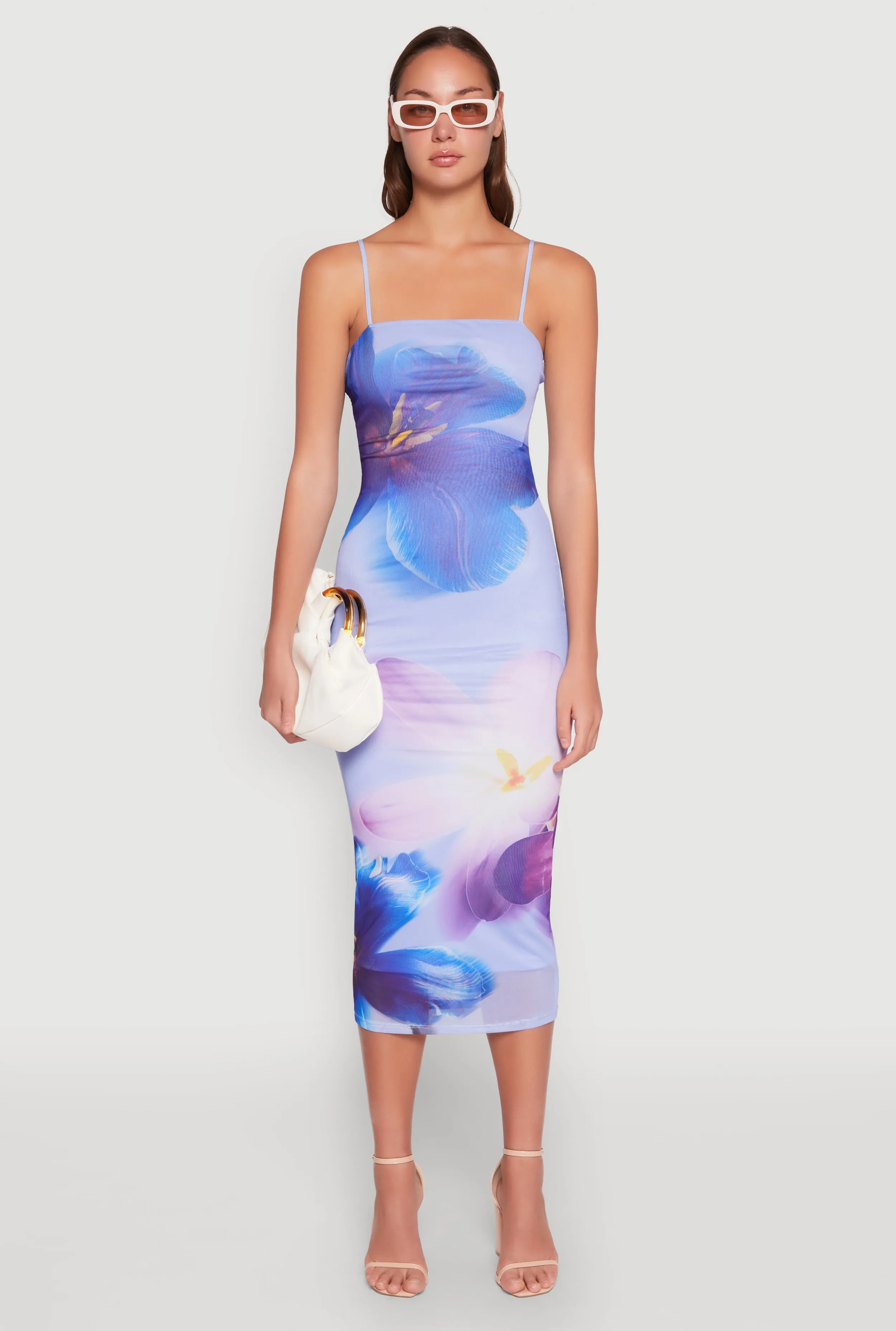 Almost Famous Floral Print Mesh Dress