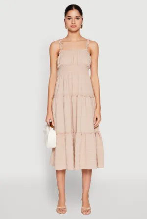 Almost Famous Smocked Empire Waist Tiered Dress
