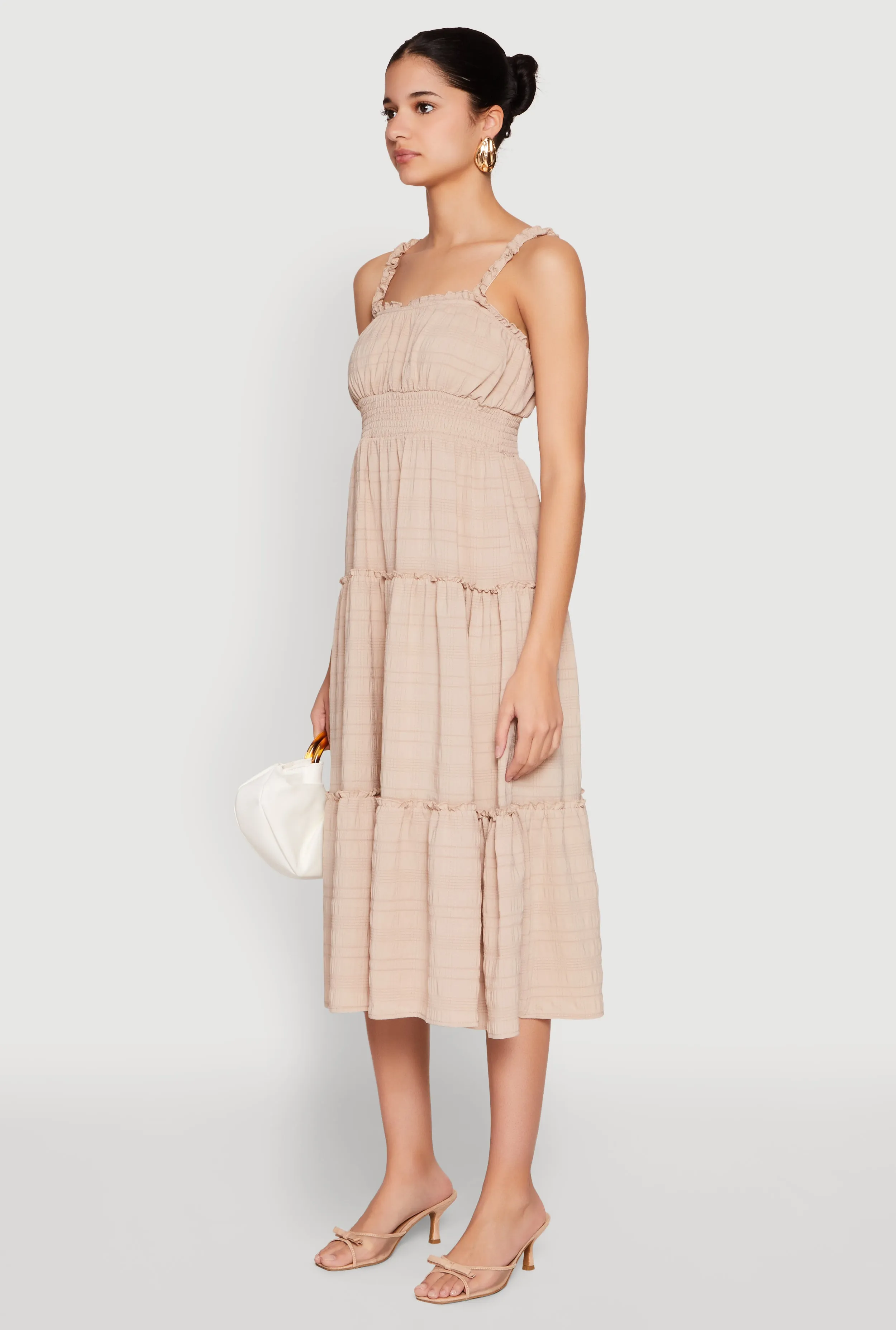 Almost Famous Smocked Empire Waist Tiered Dress