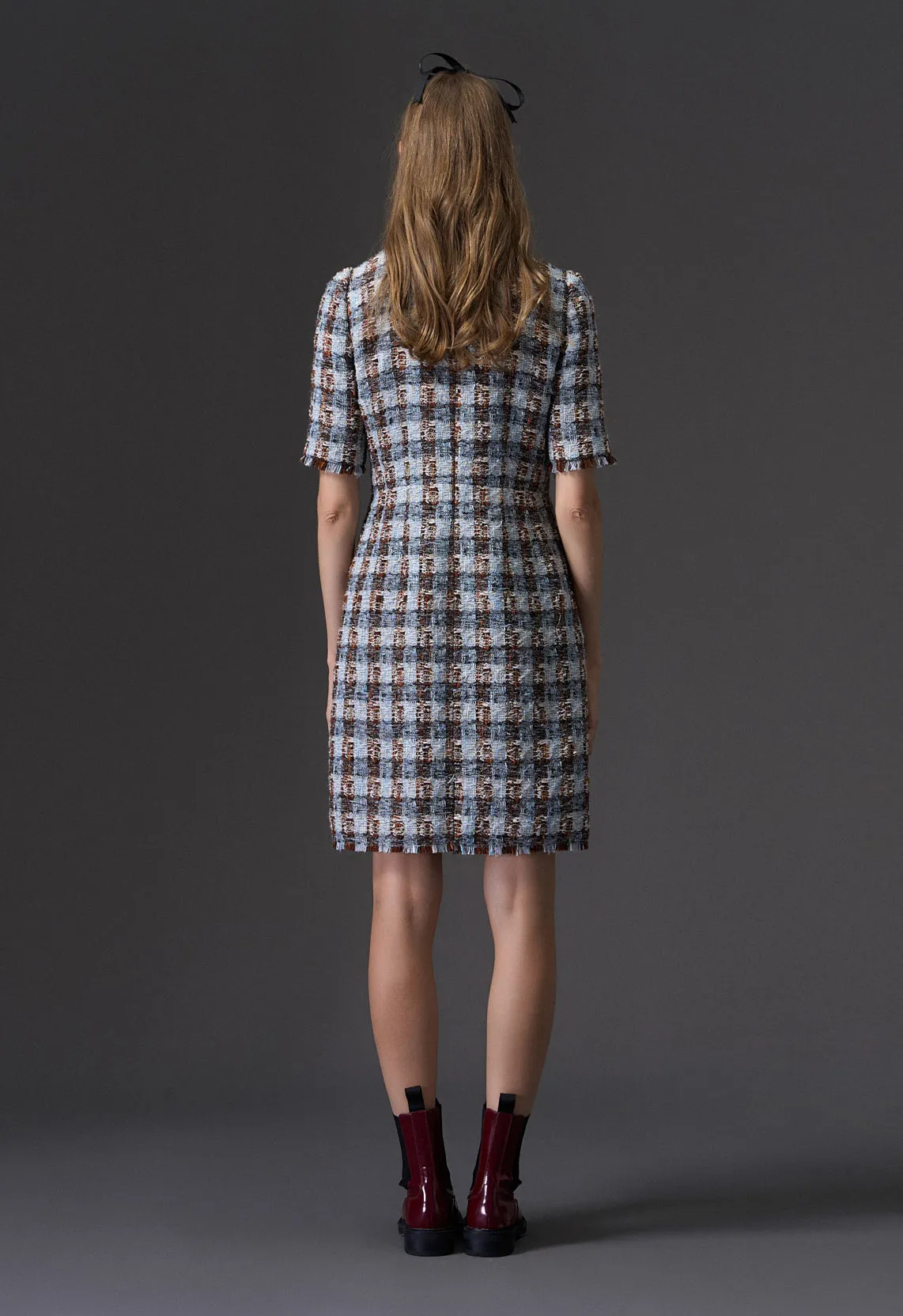 Amber and Light Blue Tweed Dress
