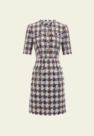 Amber and Light Blue Tweed Dress