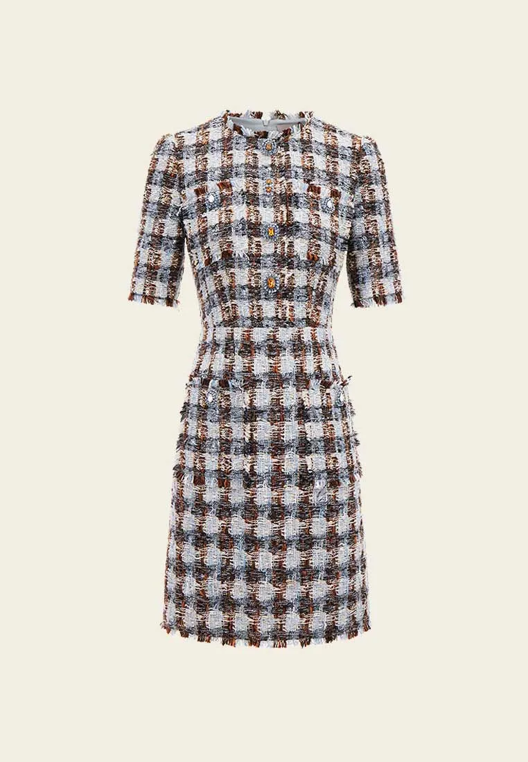 Amber and Light Blue Tweed Dress