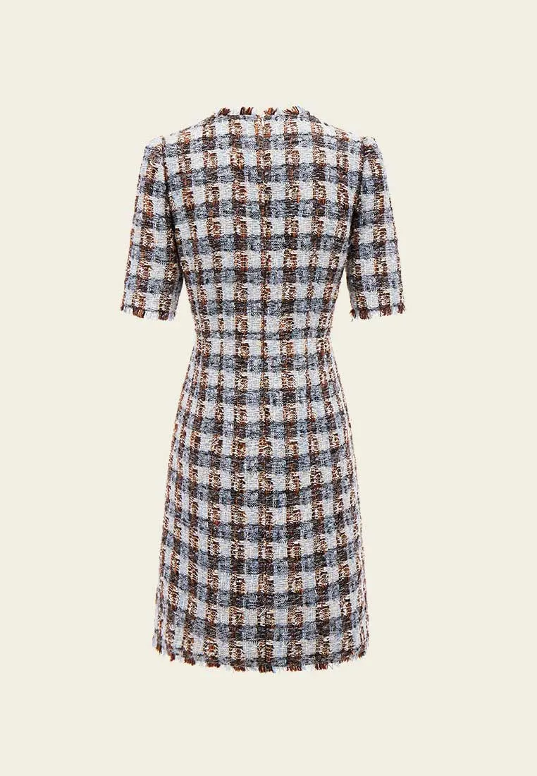 Amber and Light Blue Tweed Dress
