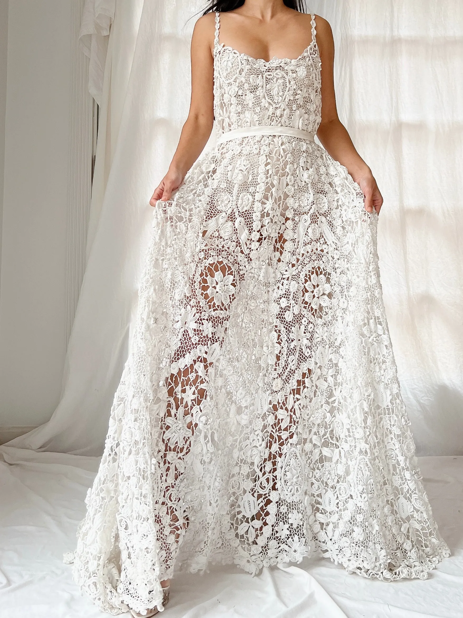 Antique Irish Crochet Dress - OSFM