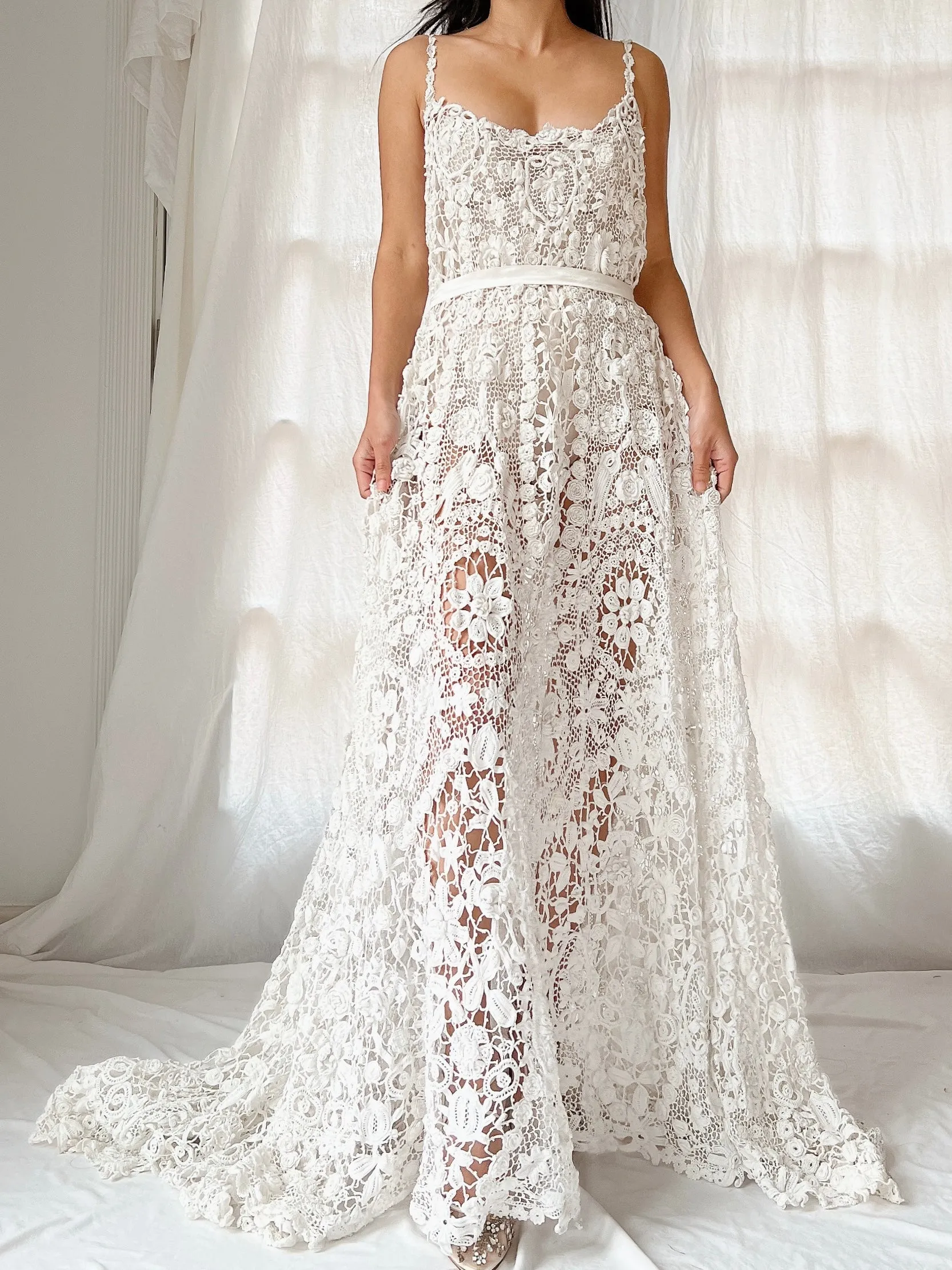 Antique Irish Crochet Dress - OSFM