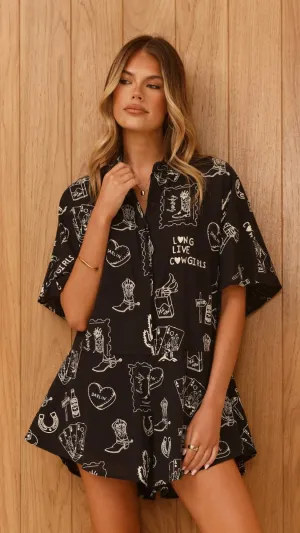 Aralyn Playsuit - Black/Beige Cowgirl