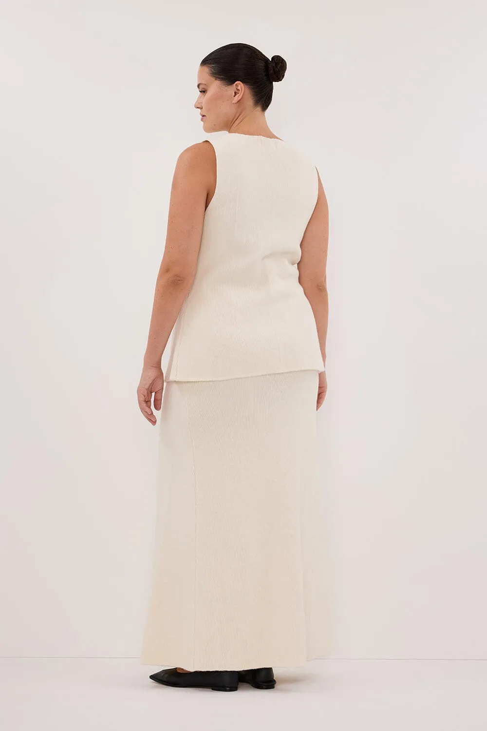 AVA CREAM LONGINE KNIT VEST 