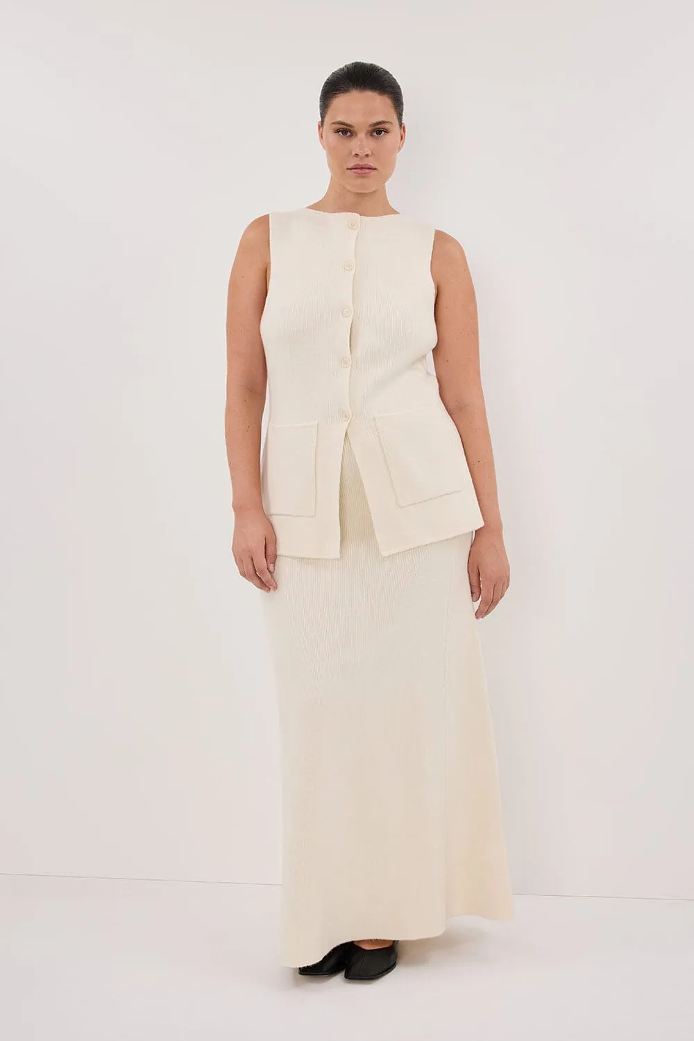 AVA CREAM LONGINE KNIT VEST 