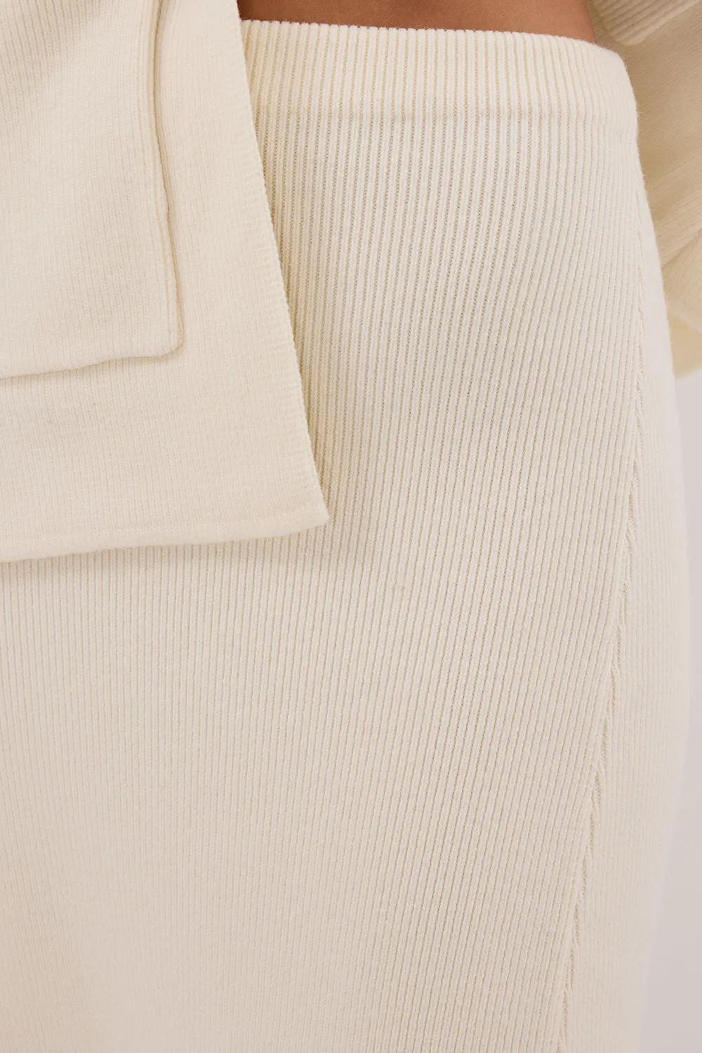 AVA CREAM LONGLINE KNIT MIDI SKIRT