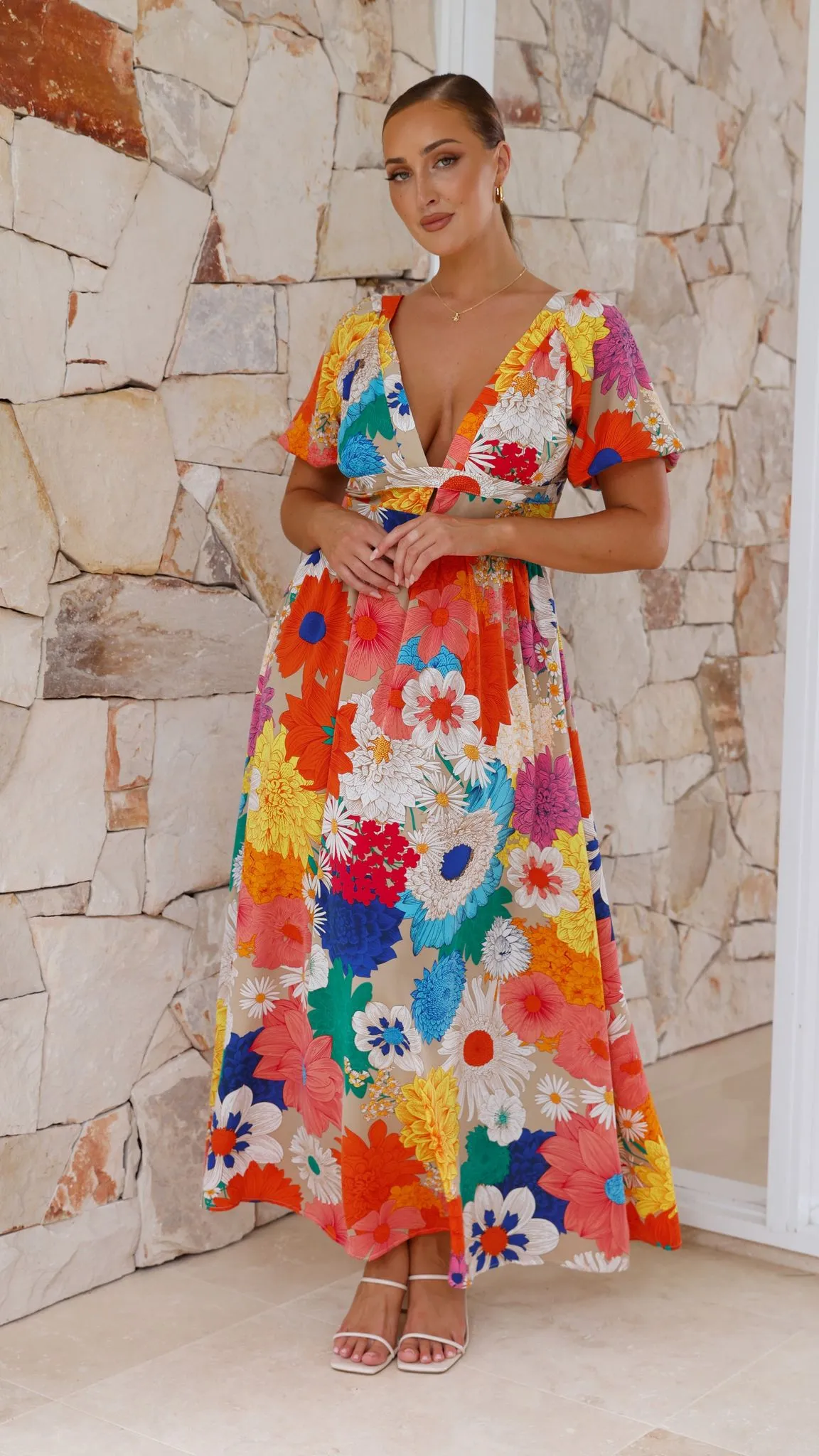 Baker Maxi Dress - Orange/Blue/Pink Floral