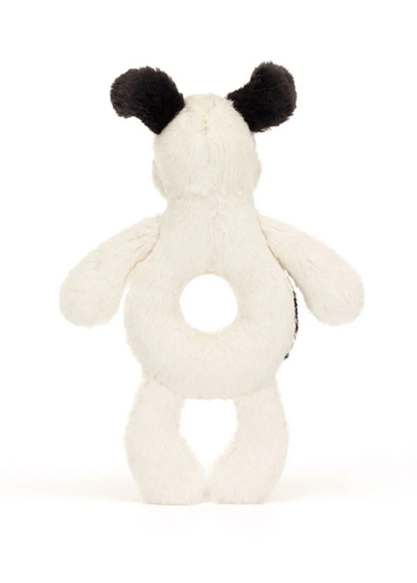 Bashful Black & Cream Puppy Ring Rattle