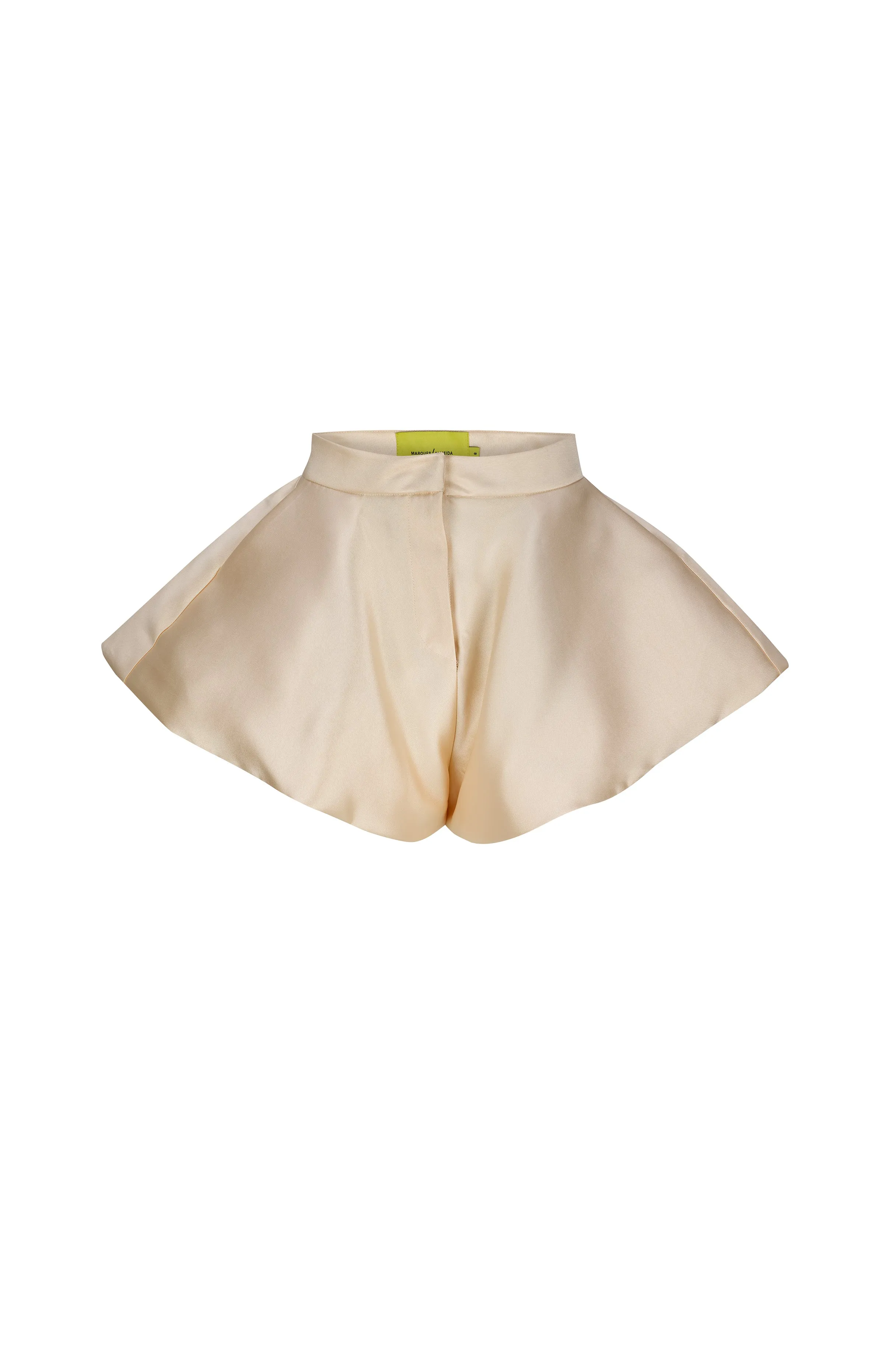 BEIGE HEAVY SATIN VOLUME DRAPED SHORTS