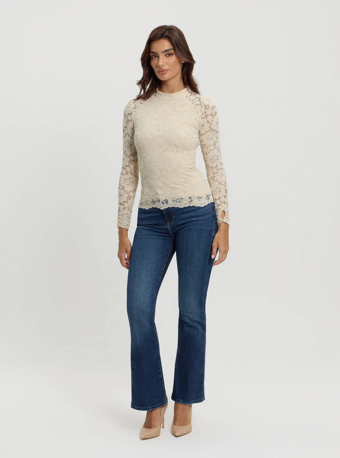 Beige Josephine Lace Top