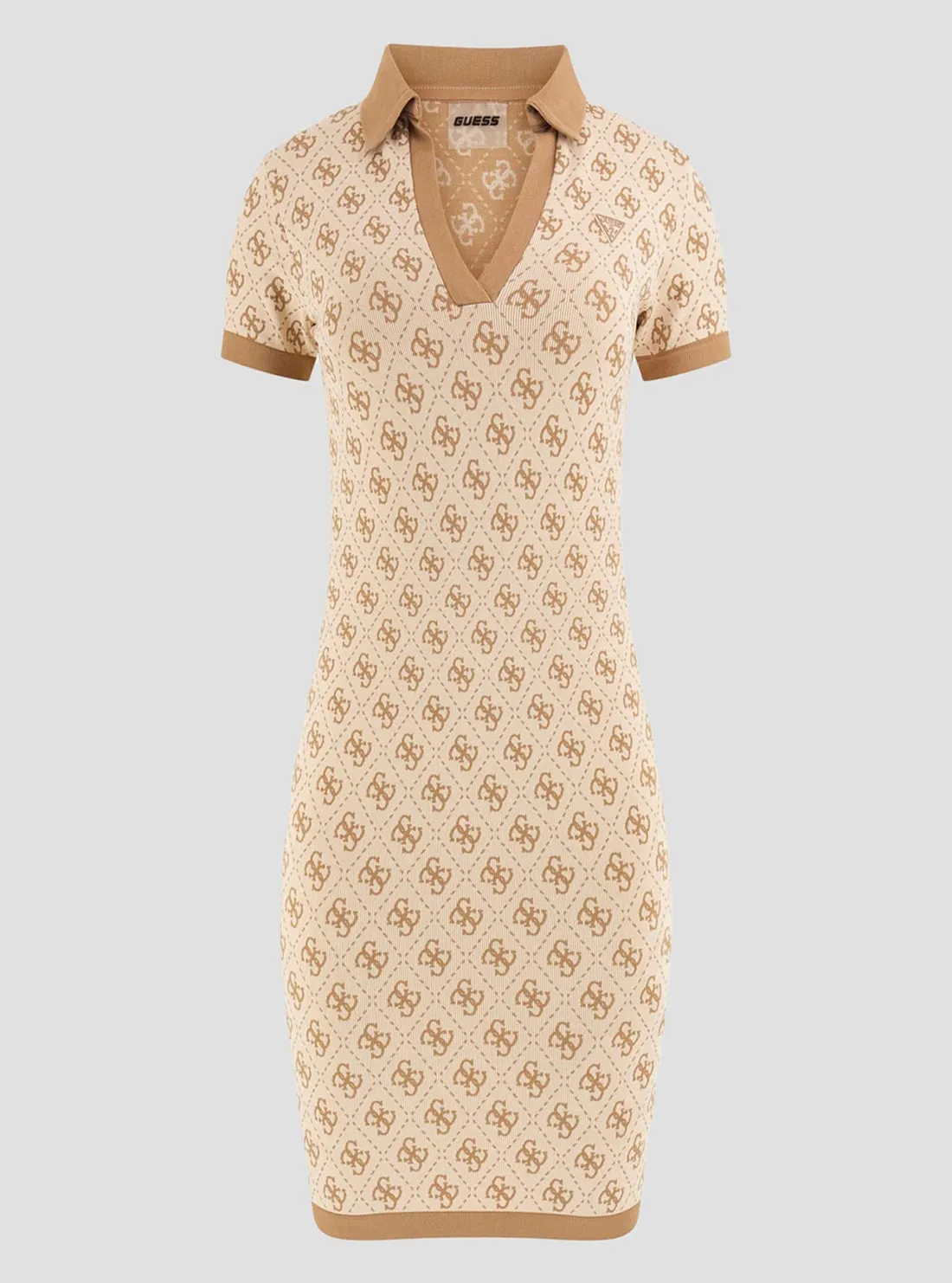Beige Logo Rhombus Mini Dress