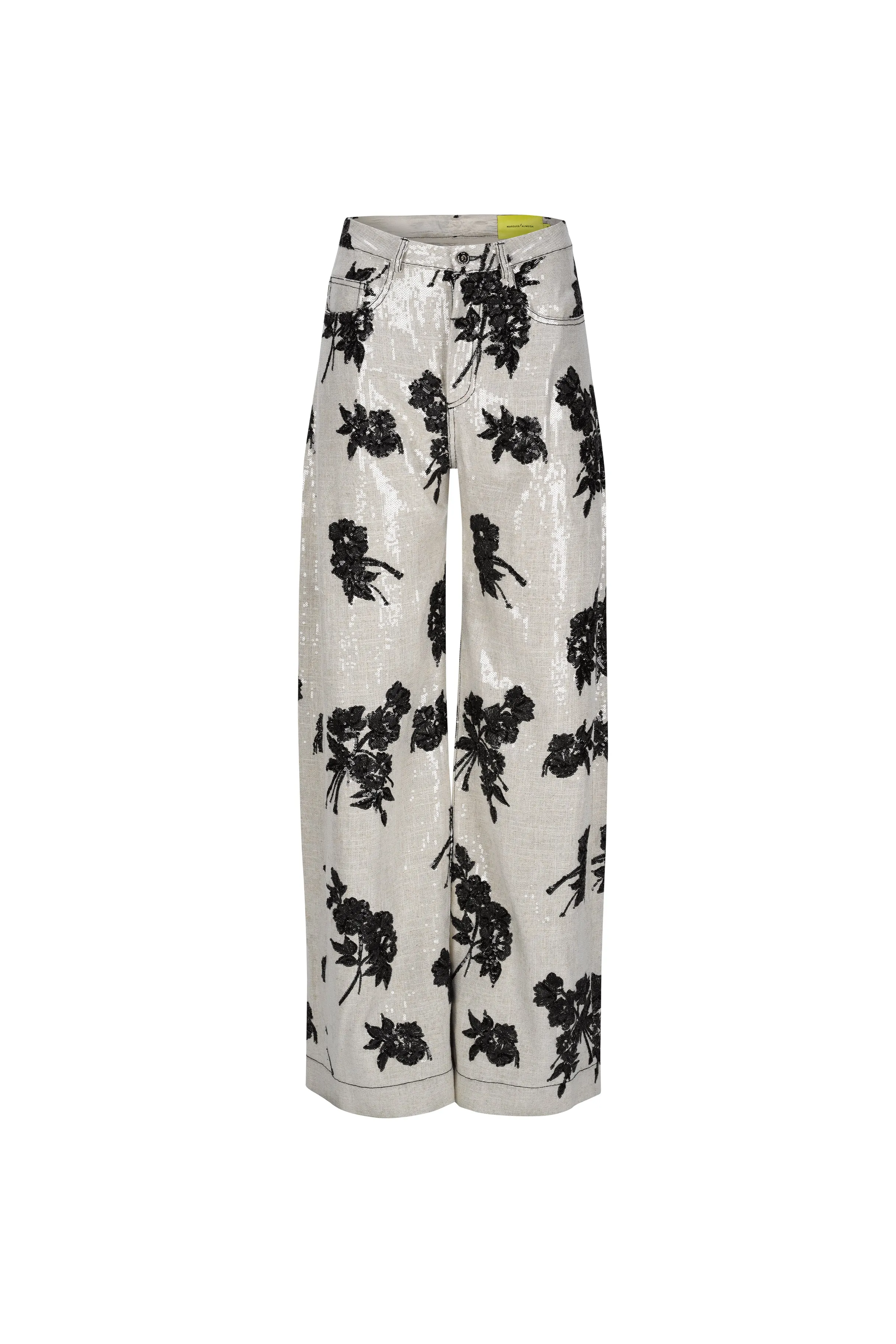 BEIGE SEQUIN BOYFRIEND STYLE TROUSERS