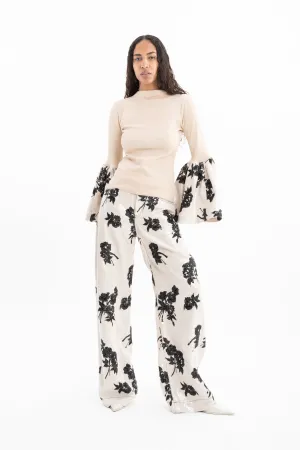 BEIGE SEQUIN BOYFRIEND STYLE TROUSERS