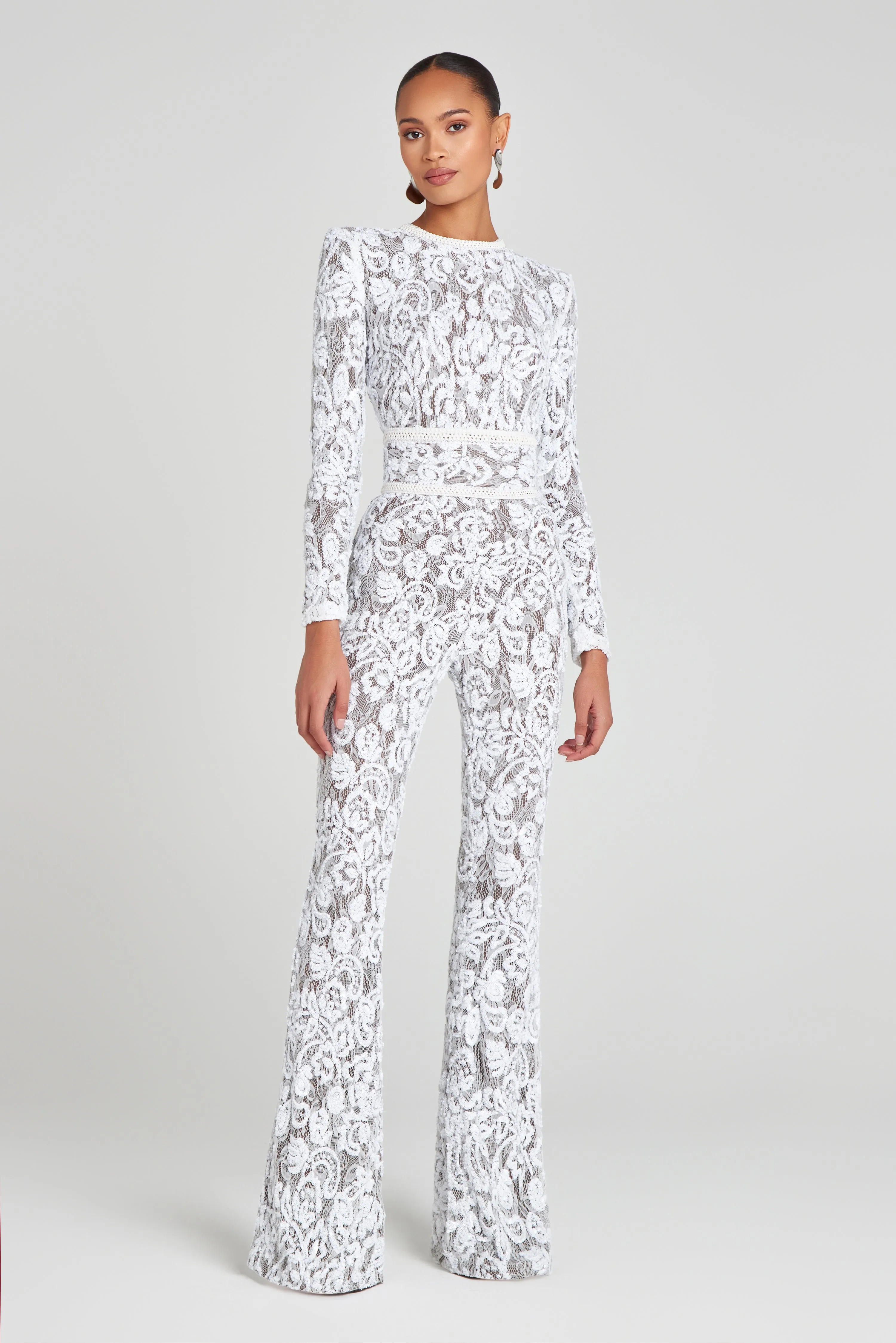 Bella White Dark Nude Jumpsuit