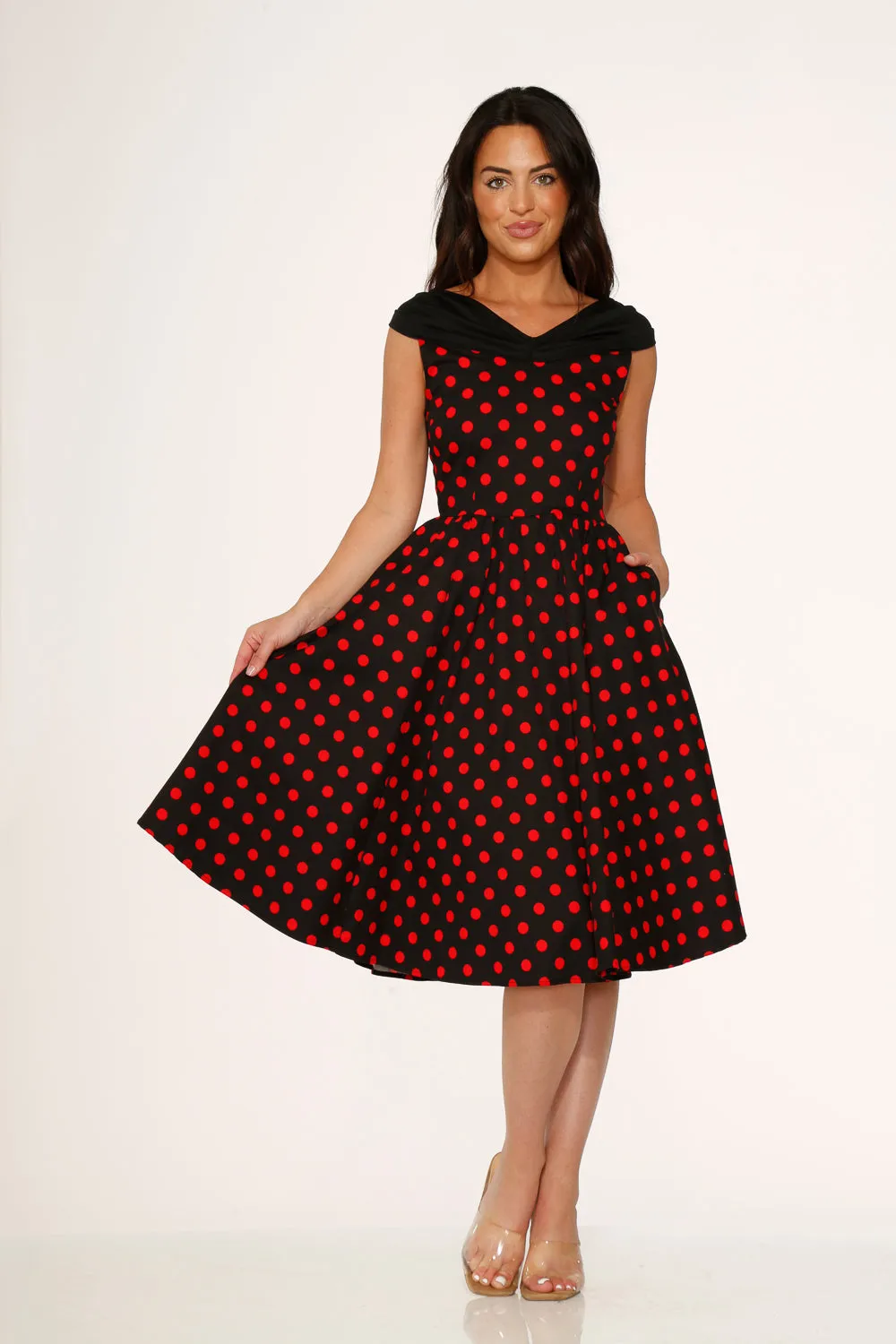 Black & Red Polka Dot Swing Dress