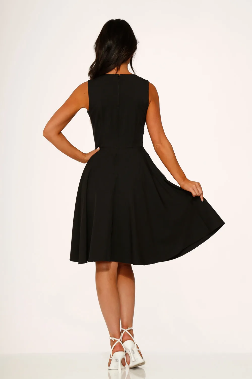 Black & White Piping Swing Dress