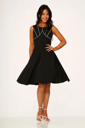 Black & White Piping Swing Dress