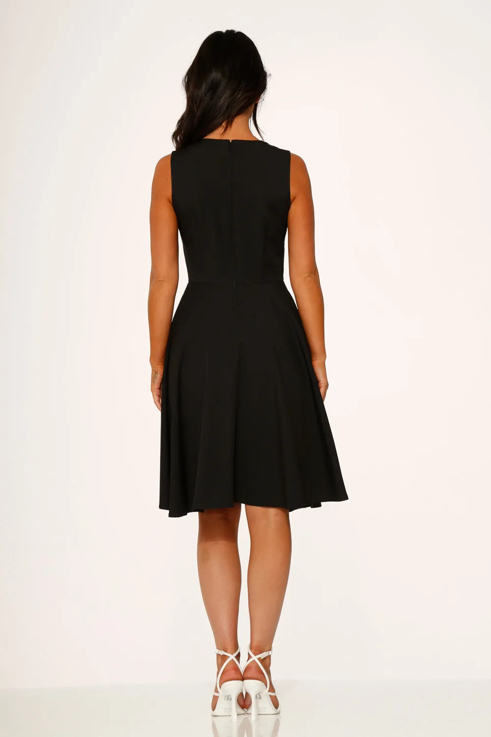 Black & White Piping Swing Dress