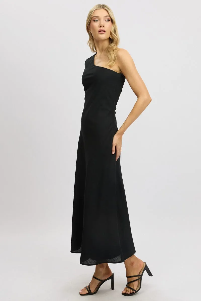 Black One Shoulder Maxi Dress