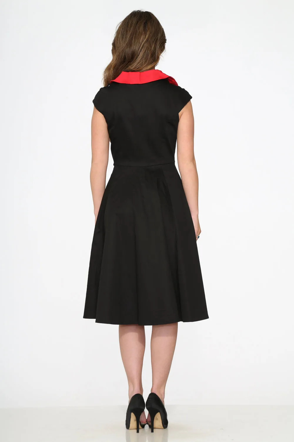 Black Red Trim Swing Dress