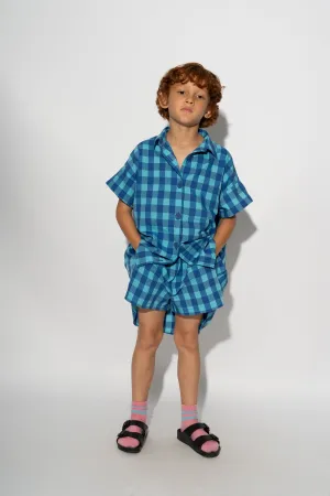 BLUE GINGHAM BOXER SHORTS