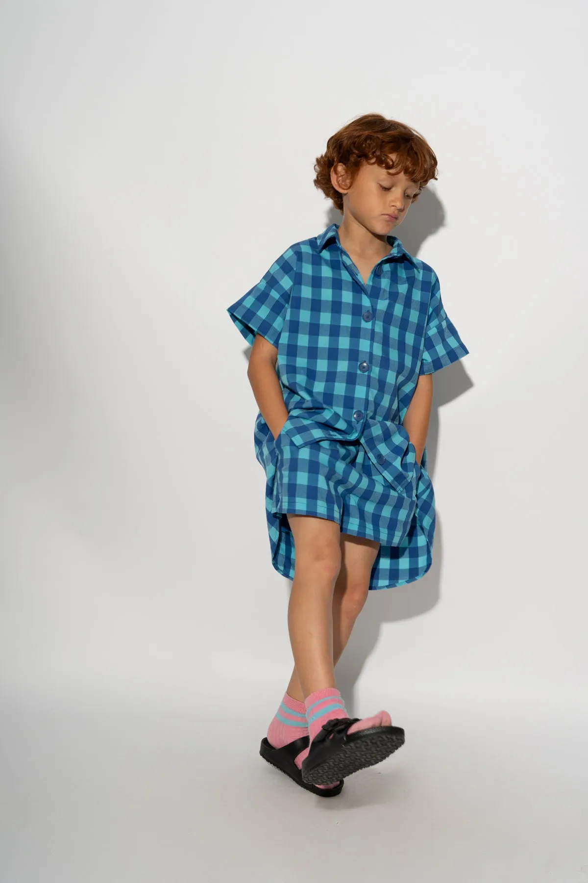 BLUE GINGHAM BOXER SHORTS